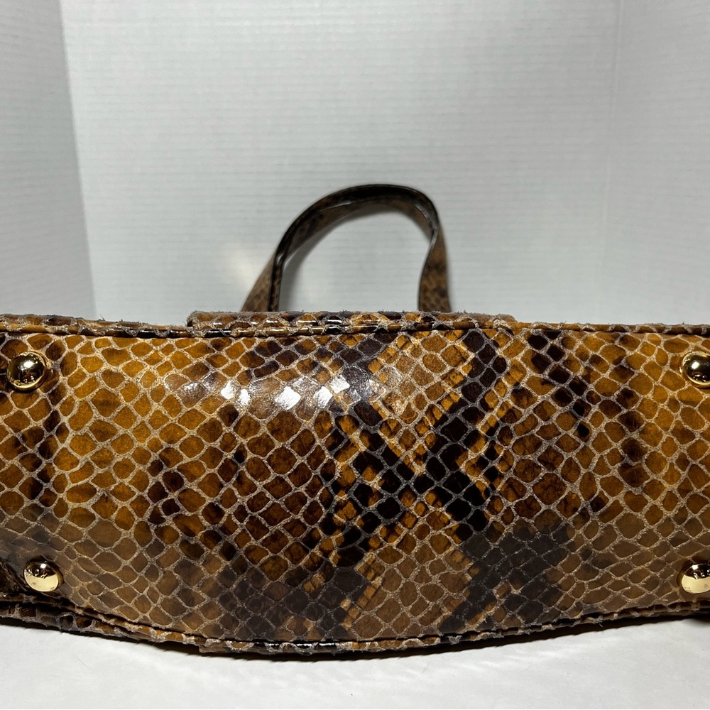 Michael Kors - Python Embossed Leather Shoulder Bag - Gray/Tan - Picture 6 of 10